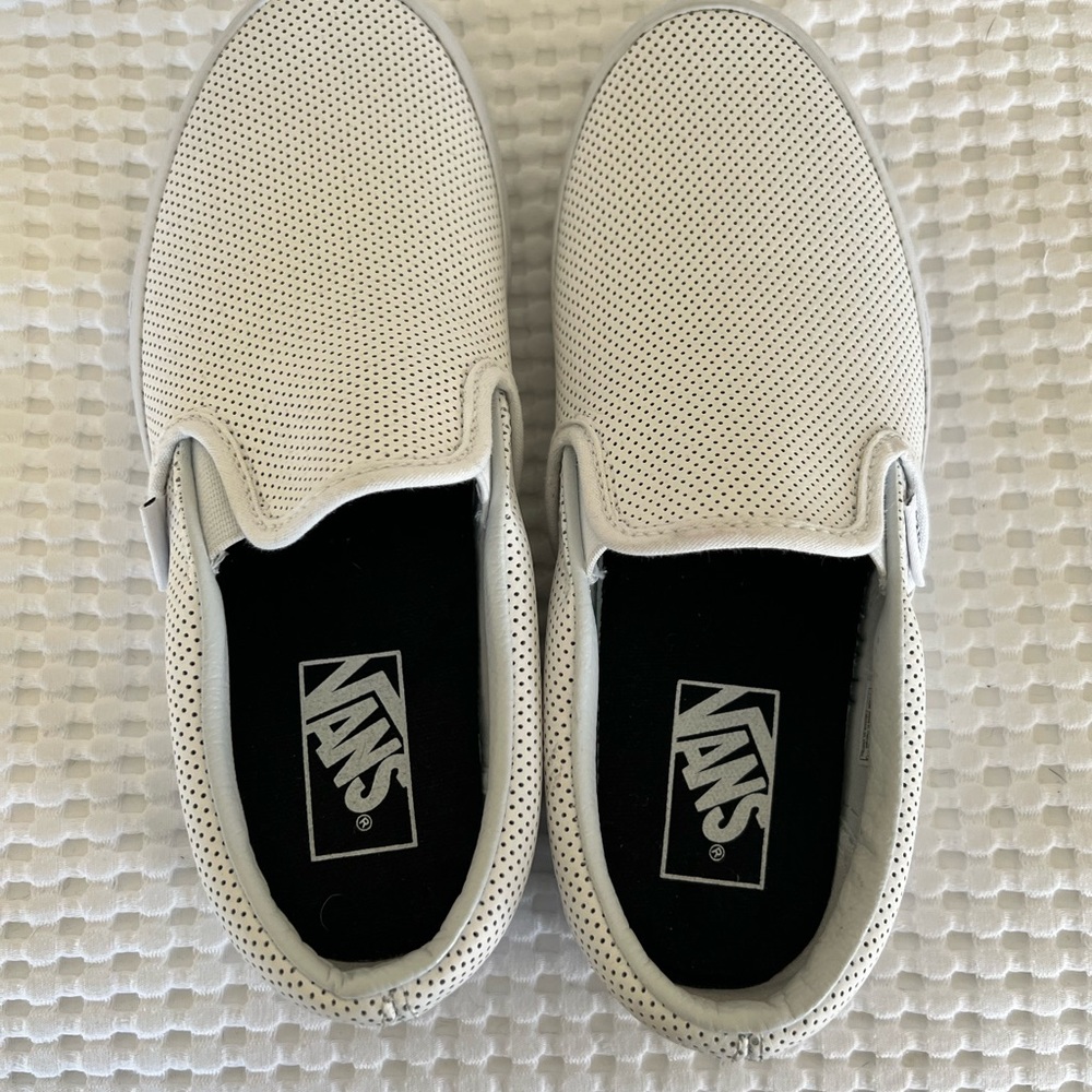 Never worn perforated leather vans